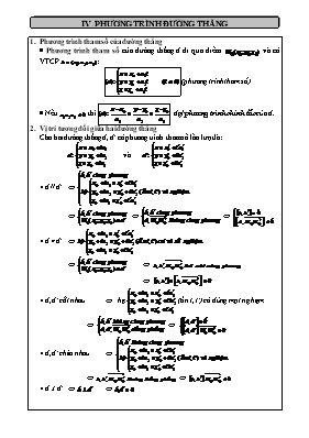 Toán 12 - Lý thuyết Phương trình đường thẳng